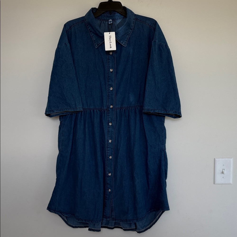 They Look Casual Denim Button-Up Dress - Picture 4 of 8